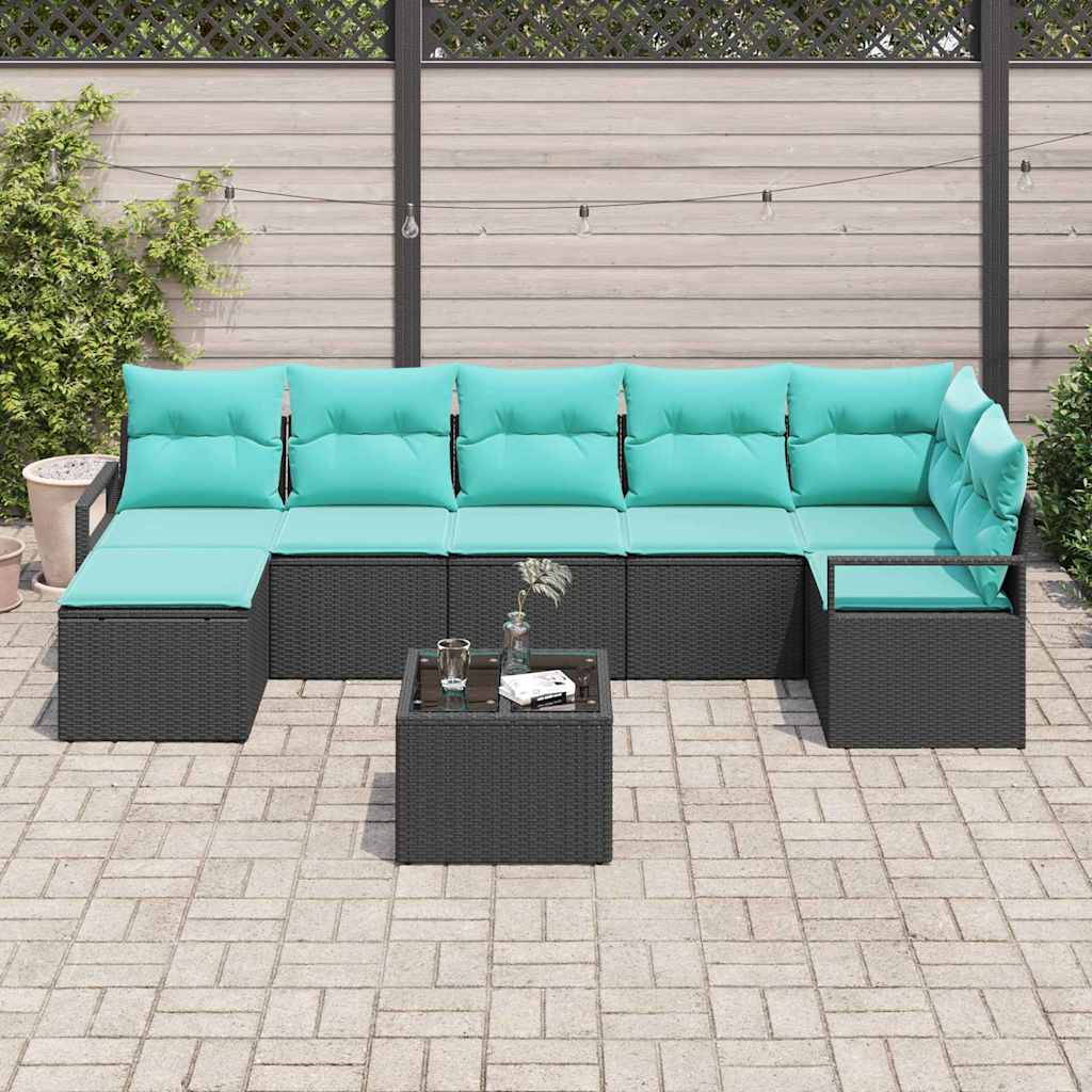 Garden Sofa Set Poly Rattan and Powder-Coated Steel Outdoor Furniture vidaXL - Picture 5 of 14