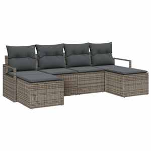 Set pohovek s polštářem s úložištěm 6 pcs Šedá polyratan - obrázek 2