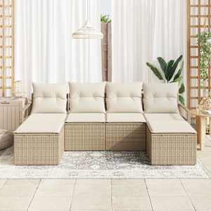 Set pohovek s polštářem 6 pcs Béžová a krémová polyratan - obrázek 3