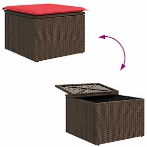 Set pohovek s polštářem 6 pcs Hnědá a červená polyratan - obrázek 11