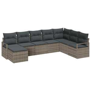 Set pohovek s polštářem s úložištěm 8 pcs Šedá polyratan - obrázek 2