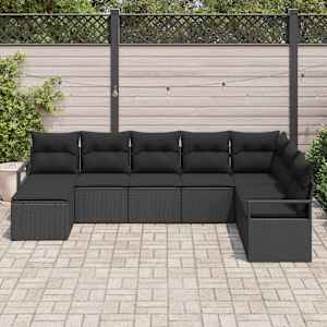 Set pohovek s polštářem s úložištěm 8 pcs Černá polyratan - obrázek 3