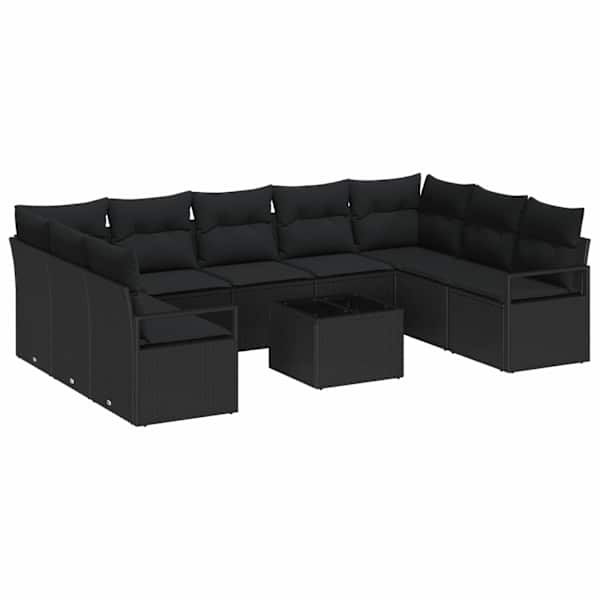 vidaXL Aia Diivanikomplekt 10 tk Must pol&uuml;rotang