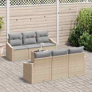 Set pohovek s polštářem 7 pcs Beige a šedá polyratan - obrázek 3