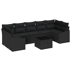 Set pohovek s polštářem s úložištěm 8 pcs Černá polyratan - obrázek 2