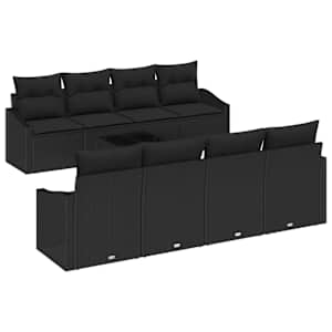 vidaXL Diivanikomplekt 7 tk Must pol&uuml;rotang