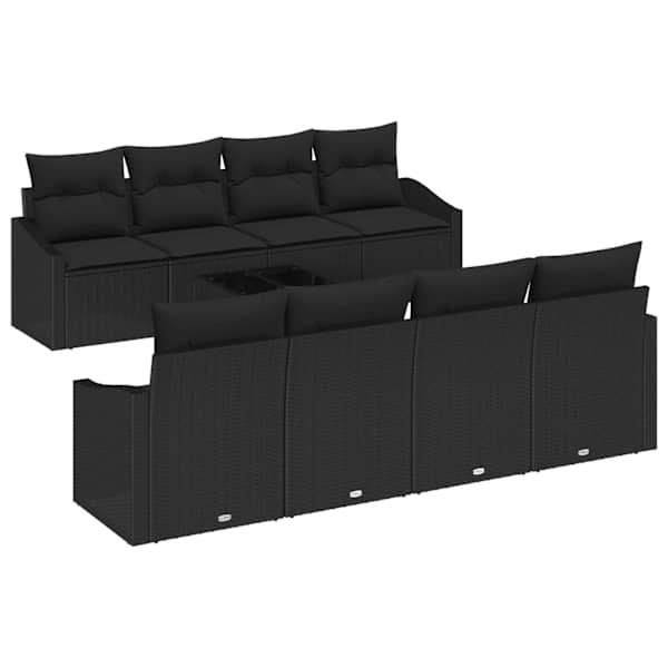 vidaXL Diivanikomplekt 7 tk Must pol&uuml;rotang