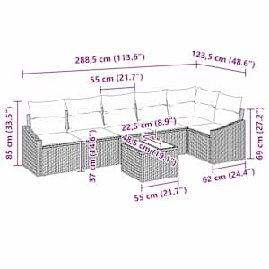Sada zahradních pohovek 7 pcs Béžová a krémová polyratan - obrázek 13