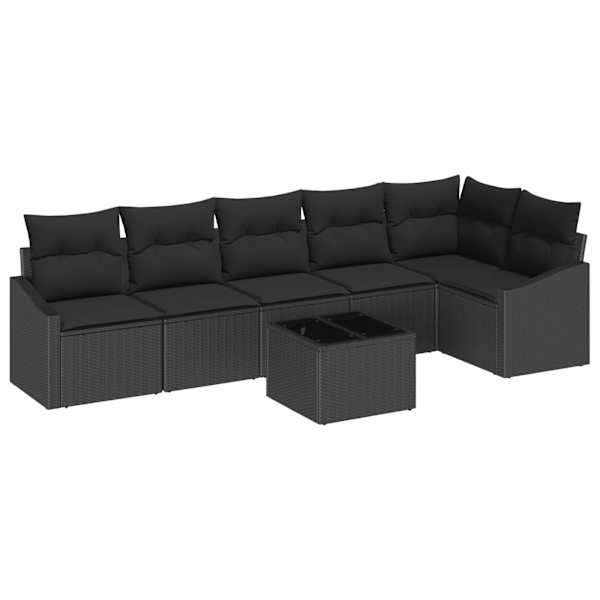vidaXL Aia Diivanikomplekt 7 tk Must pol&uuml;rotang