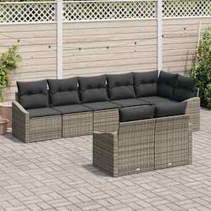 Vrtna sedežna garnitura z blazino 8 pcs Siva poli ratan