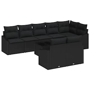 Sada zahradních pohovek s polštářem 9 pcs Černá polyratan - obrázek 2