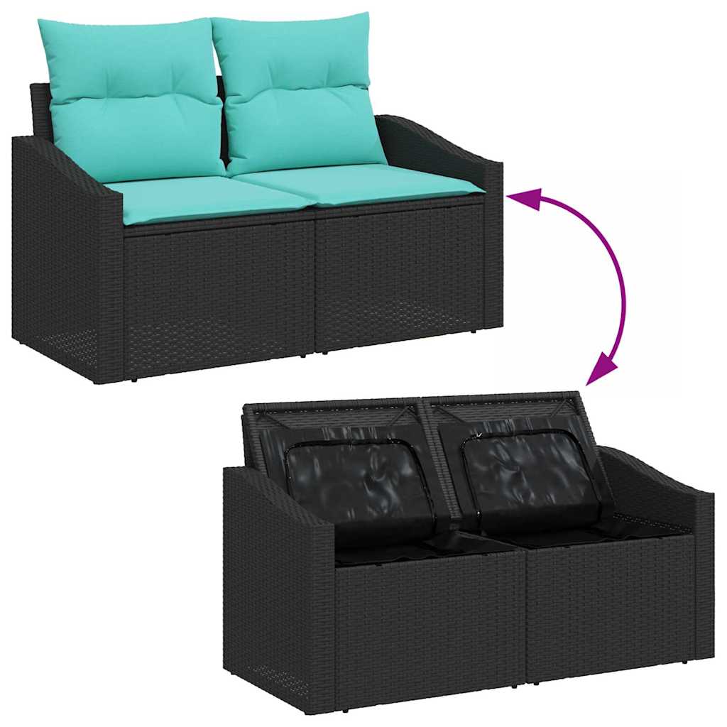 Garden Sofa Set Poly Rattan and Powder-Coated Steel Outdoor Lounge Lawn vidaXL - Picture 11 of 14