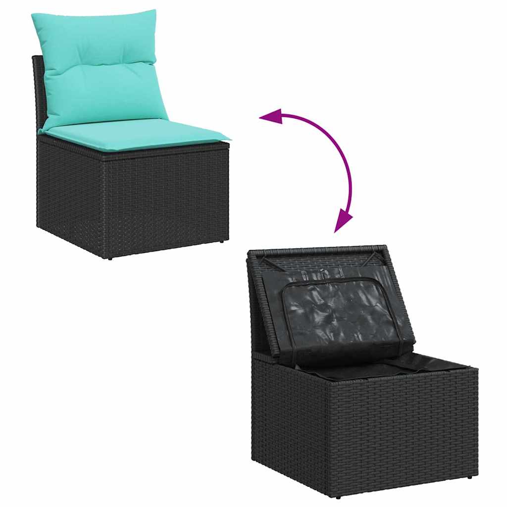 Garden Sofa Set Poly Rattan and Powder-Coated Steel Outdoor Lounge Lawn vidaXL - Picture 12 of 14