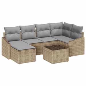 Zahradní jídelní souprava 7 pcs Béžová a Světle šedá - obrázek 2