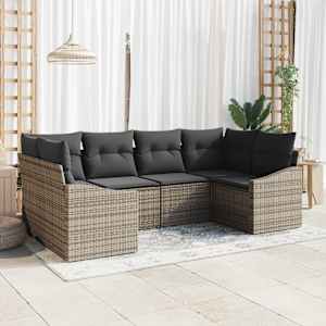 Vrtna sedežna garnitura s shranjevanjem 6 pcs Siva poli ratan