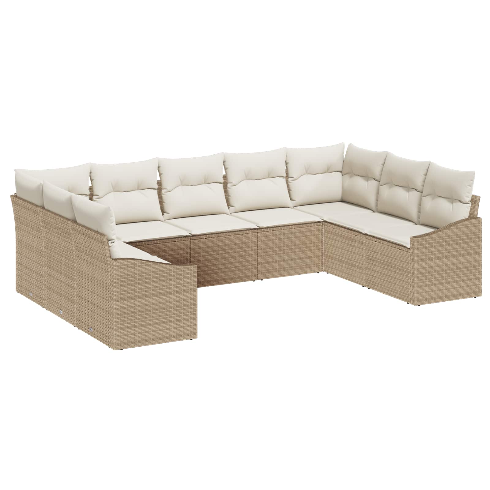 Conjunto de sofás de jardín 9 pcs Beige y Crema ratán sintético