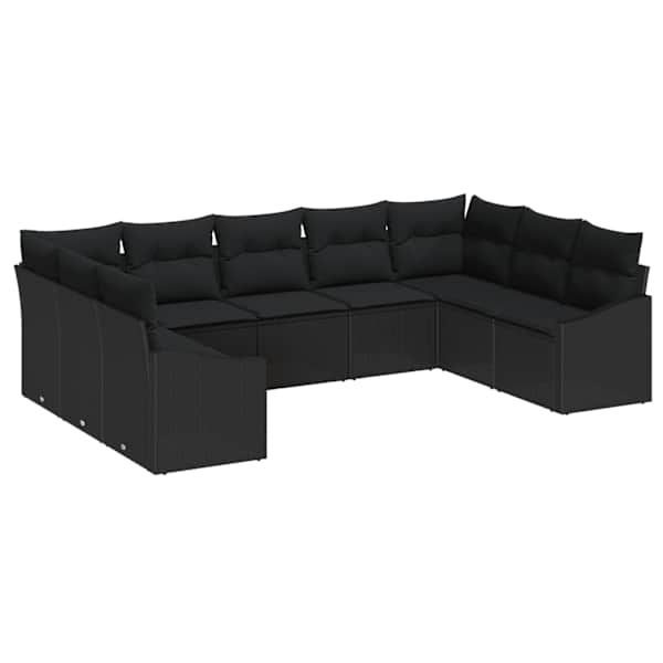 vidaXL Aia Diivanikomplekt 9 tk Must pol&uuml;rotang
