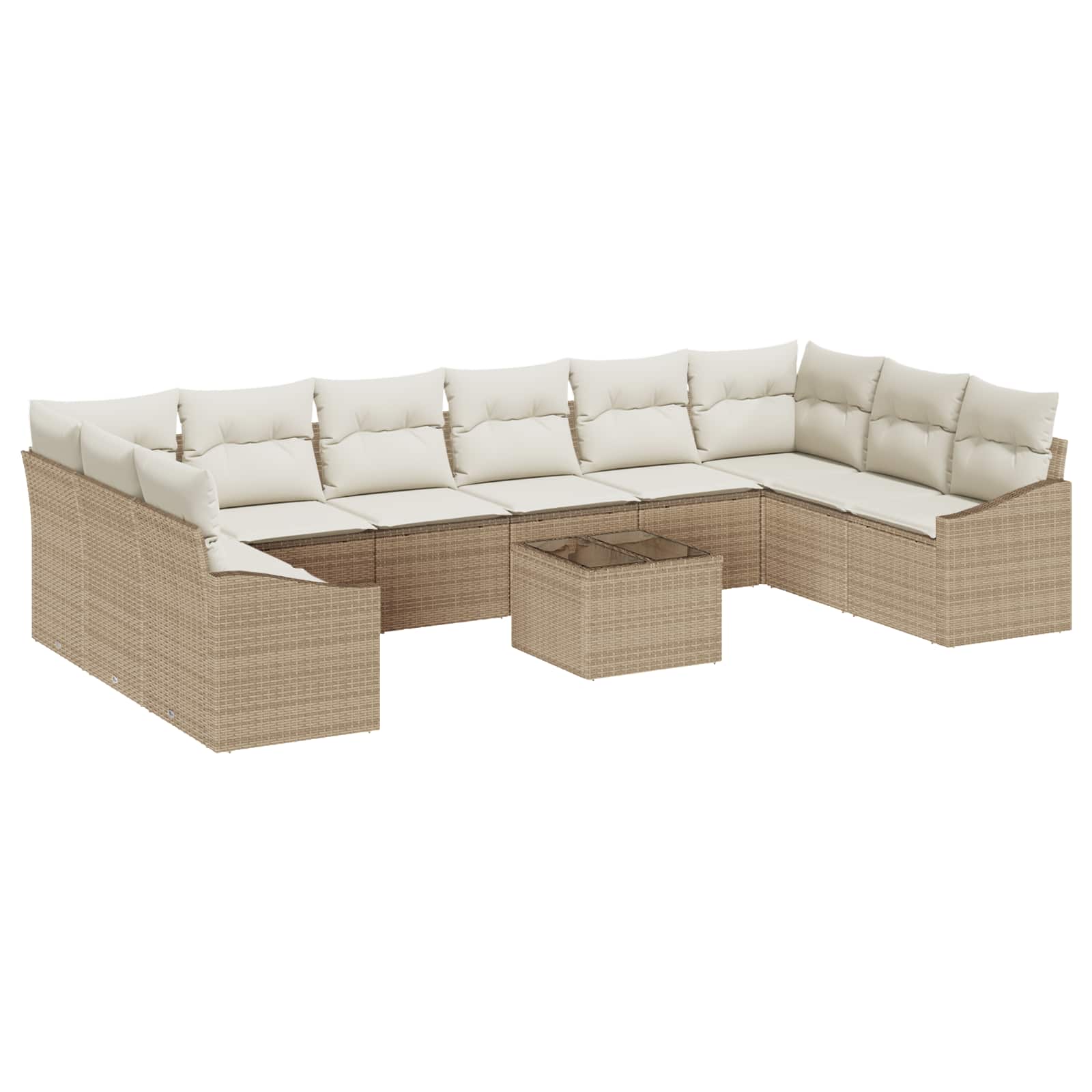 Conjunto de sofá de jardín 11 pcs Beige y Crema ratán sintético