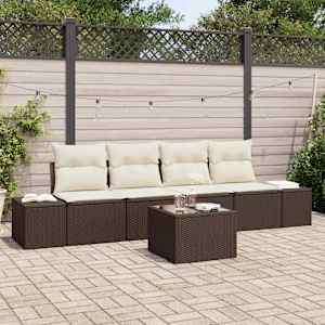 Vrtna sedežna garnitura 5 pcs Rjava in krem poli ratan