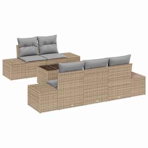 Sada zahradních pohovek 6 pcs Beige a šedá polyratan - obrázek 2