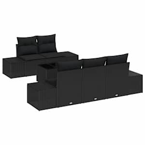 Sada zahradních pohovek s polštářem 6 pcs Černá polyratan - obrázek 2