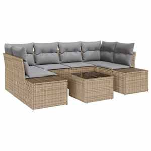 Sada zahradních pohovek 8 pcs Beige a šedá polyratan - obrázek 2