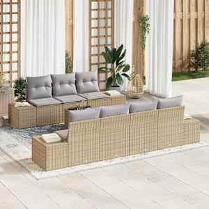 Sada zahradních pohovek 8 pcs Beige a šedá polyratan - obrázek 1