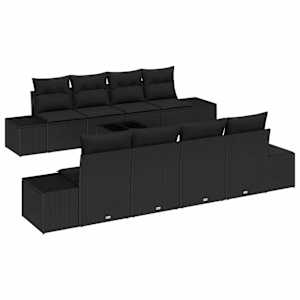 Sada zahradních pohovek s polštářem 8 pcs Černá polyratan - obrázek 2