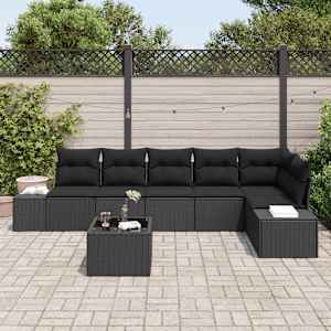 Sada zahradních pohovek s úložištěm Černá polyratan - obrázek 3
