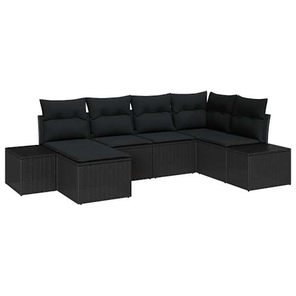 vidaXL Aia Diivanikomplekt 6 tk Must pol&uuml;rotang