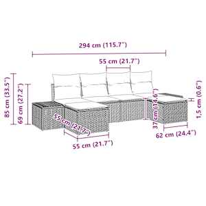Sada zahradních pohovek 4 pcs Béžová a krémová polyratan - obrázek 12