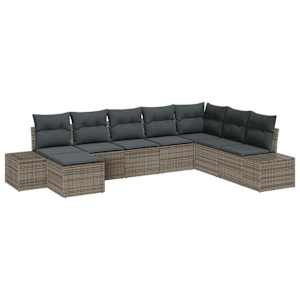 Sada zahradních pohovek s polštářem 8 pcs Šedá polyratan - obrázek 2