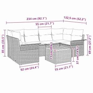 Sada zahradních pohovek 7 pcs Béžová a krémová polyratan - obrázek 8