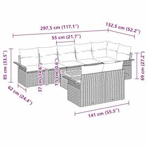 Vrtna sedežna garnitura 9 pcs Bež in smetanova poli ratan - slika 13