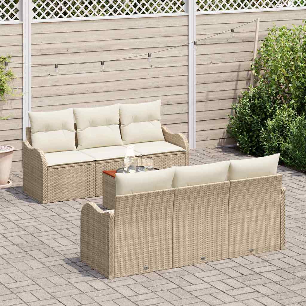 vidaXL Tuin Sofa Set 7 pcs Beige, wit Groot Rattan