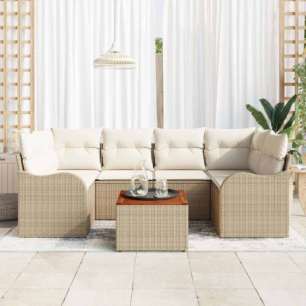 vidaXL Beige Garten Sofa Set 7 pcs Beige, weiß Groß
