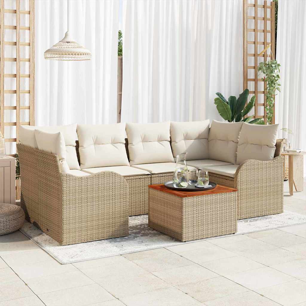 vidaXL Beige Tuin Sofa Set 7 pcs Beige, wit Groot