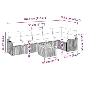 Sada zahradních pohovek 7 pcs Béžová a krémová polyratan - obrázek 13