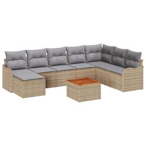 Sada zahradních pohovek 9 pcs Béžová a Světle šedá polyratan - obrázek 2