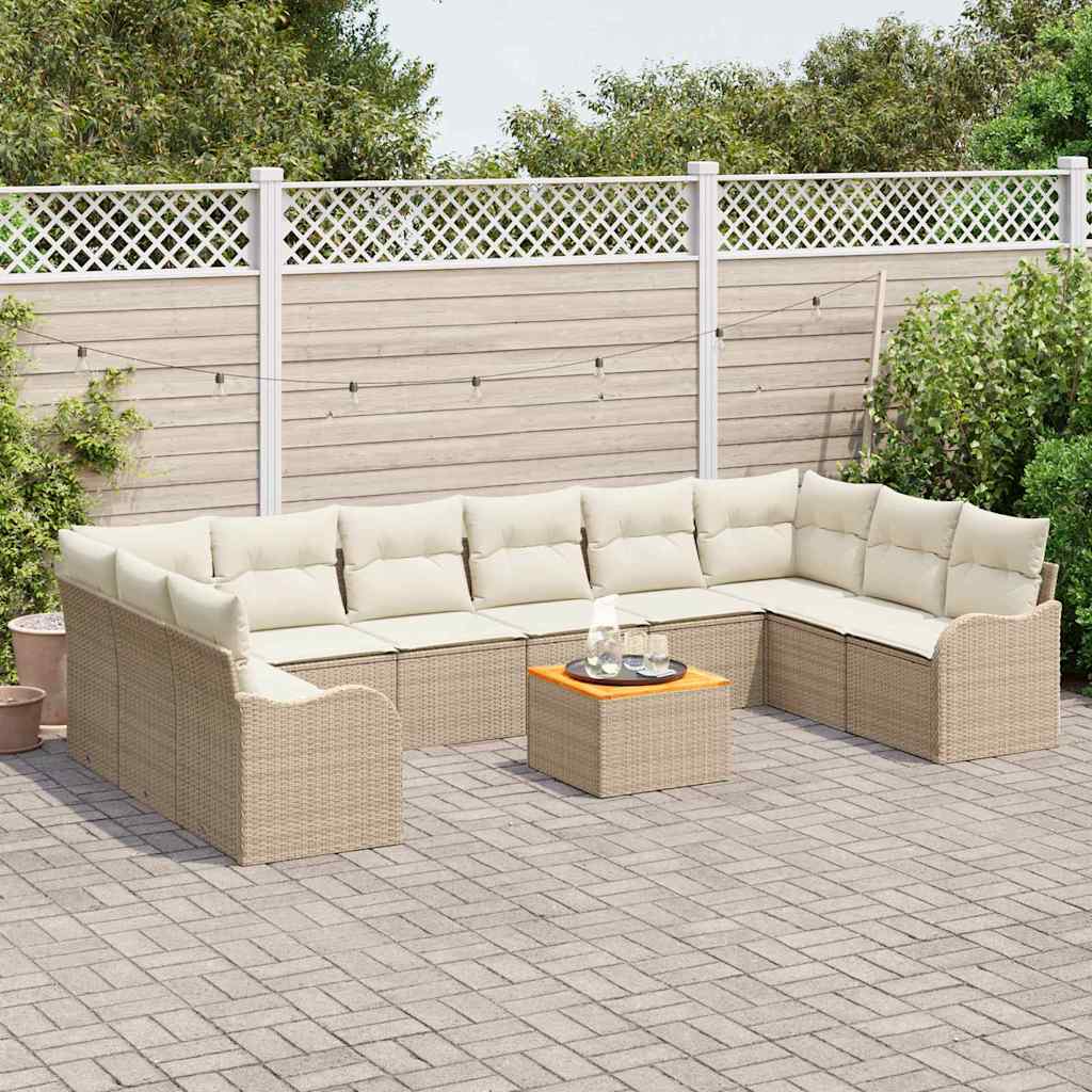 vidaXL Tuin Sofa Set 11 pcs Beige, wit Groot