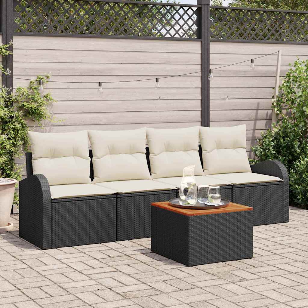vidaXL Set de canapele pentru grădină 5 pcs Negru, alb