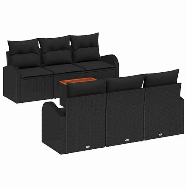 vidaXL Aia Diivanikomplekt 7 tk Must pol&uuml;rotang