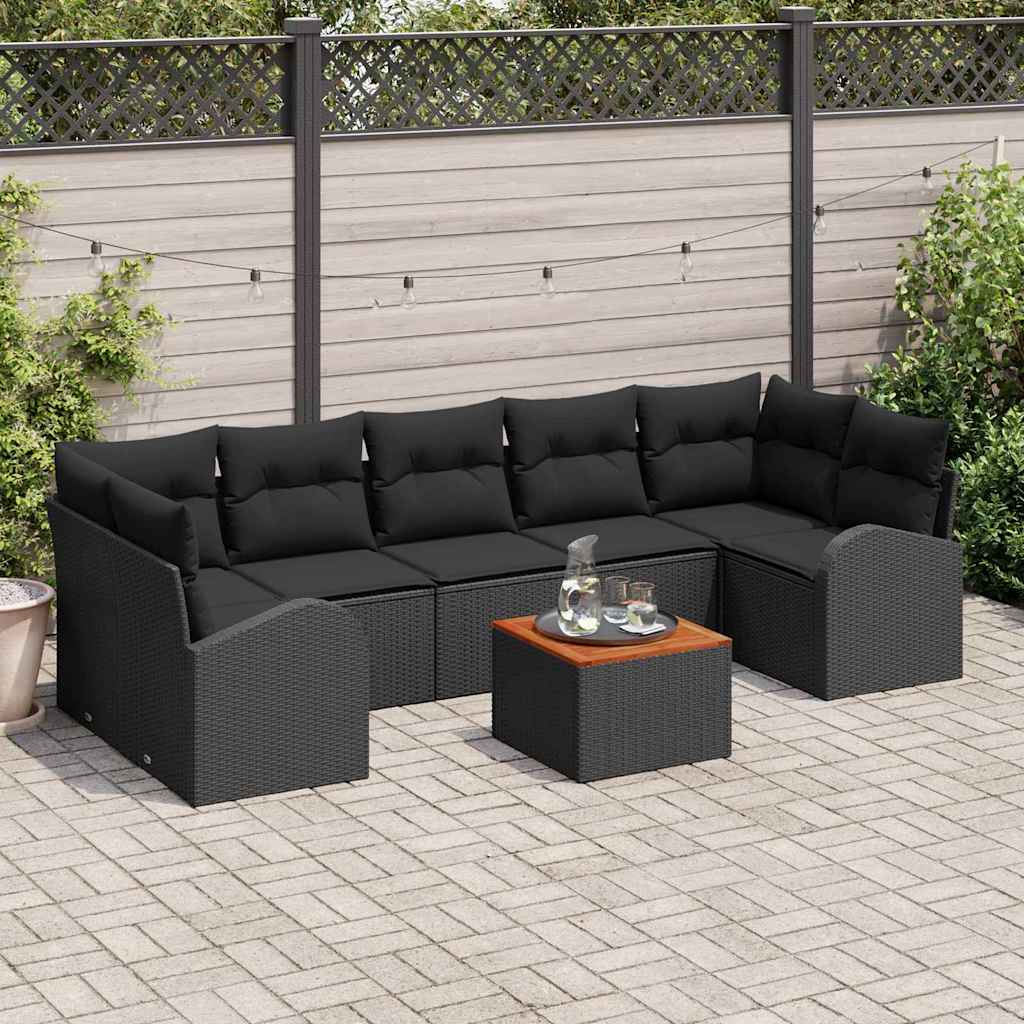 Záhradný pohovkový set 8 pcs Čierna Veľká 3356217