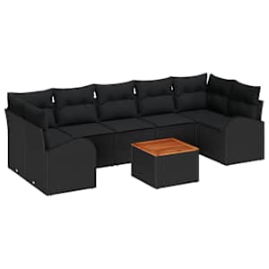 Sada zahradních pohovek s úložištěm 8 pcs Černá polyratan - obrázek 2