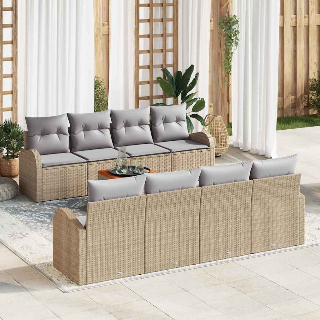 9-delt have-sofa sæt med puder Beige Poly Rattan Akacia&&vidaXL 2-personers have-sofa med opbevaring og puder Beige Poly Rattan