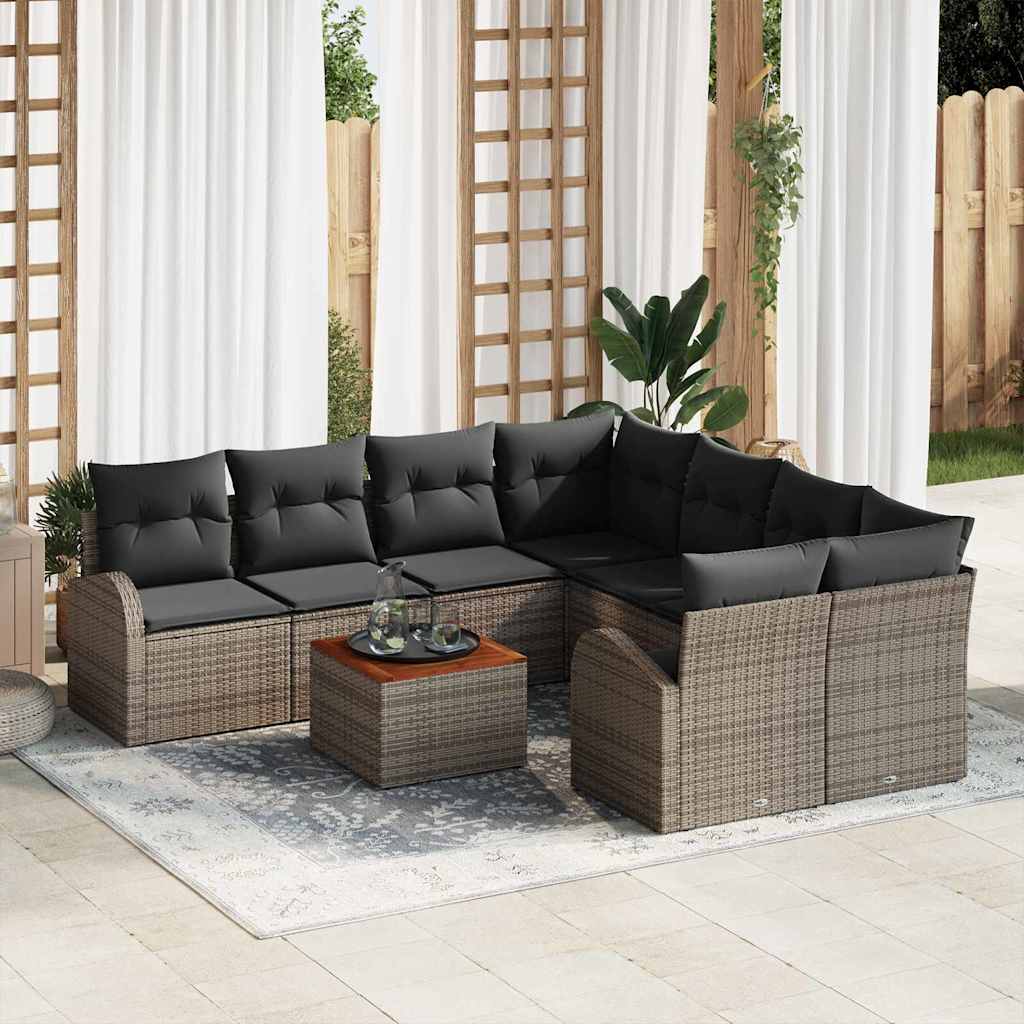 9-delers have sofasæt med puder grå poly rattan akacietræ, vidaXL 2-personers have sofa med opbevaring og puder grå poly rattan