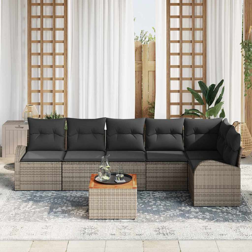 vidaXL Tuin Sofa Set 7 pcs Grijs Groot Rattan