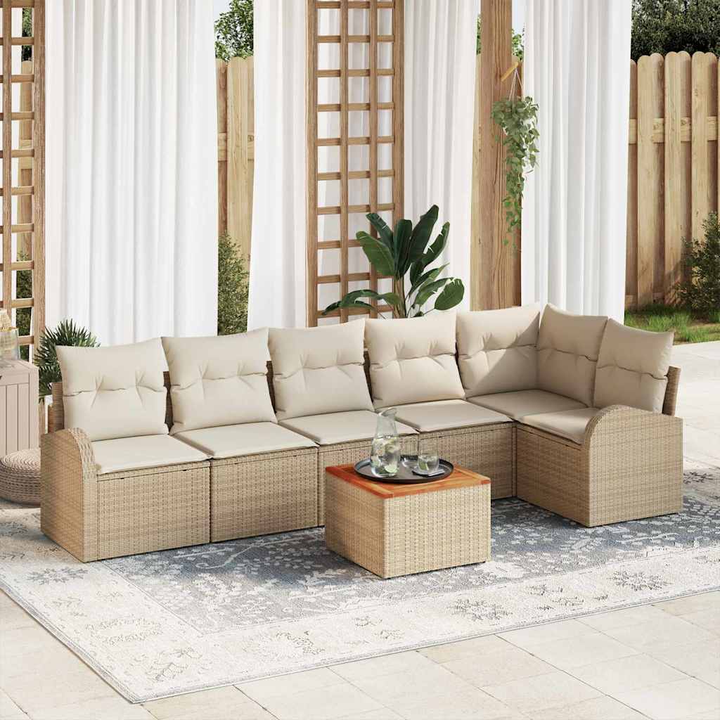 Záhradná sedačka 7 pcs Beige, biela Veľká Ratan, kov 3356258