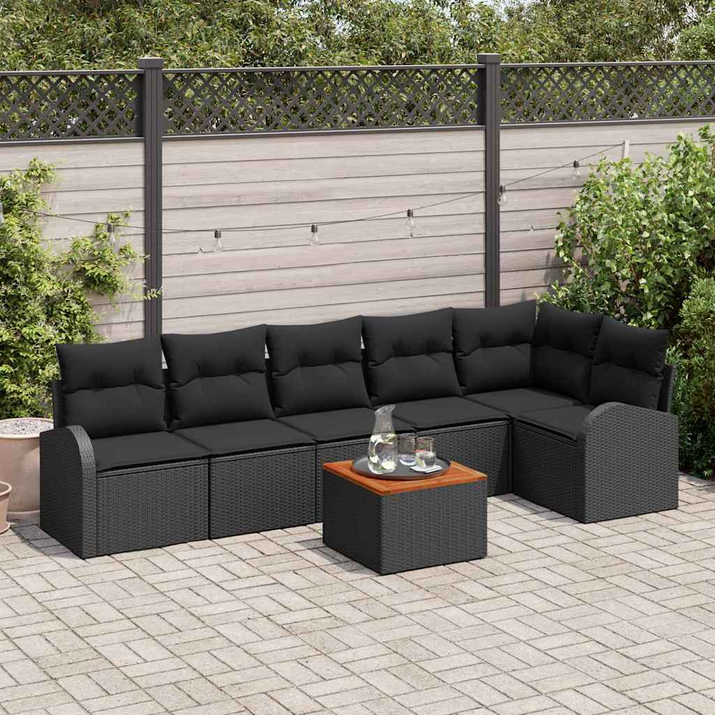Súprava záhradného gauča 7 pcs Čierna Veľký Ratan 3356259