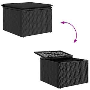 Vrtna sedežna garnitura s shranjevanjem 8 pcs Črna poli ratan - slika 10